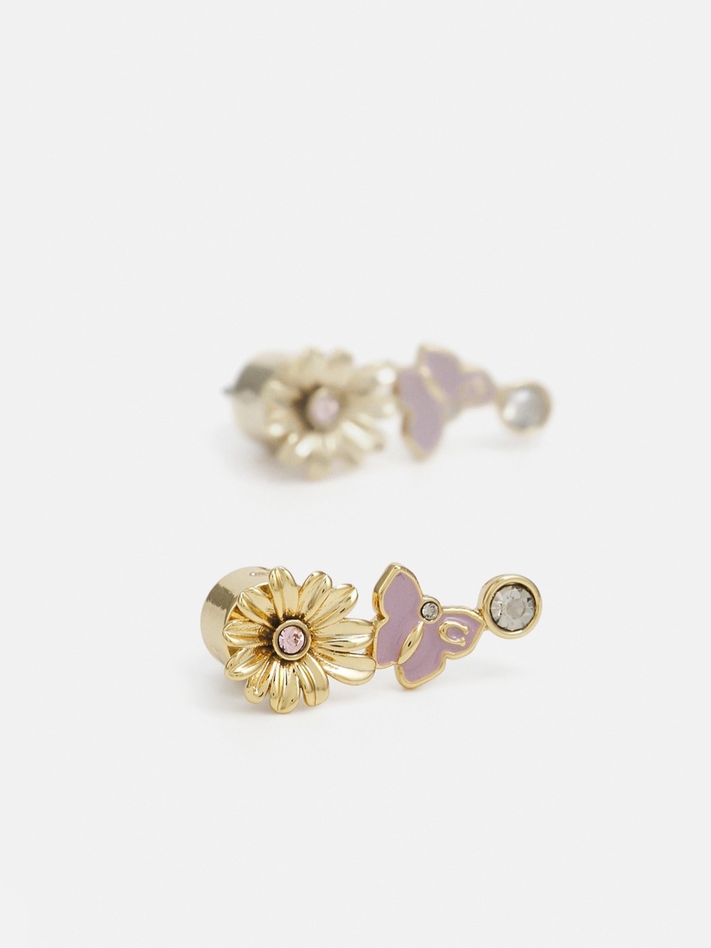Coach Garden Charms Stud Earrings in gold and multi-color